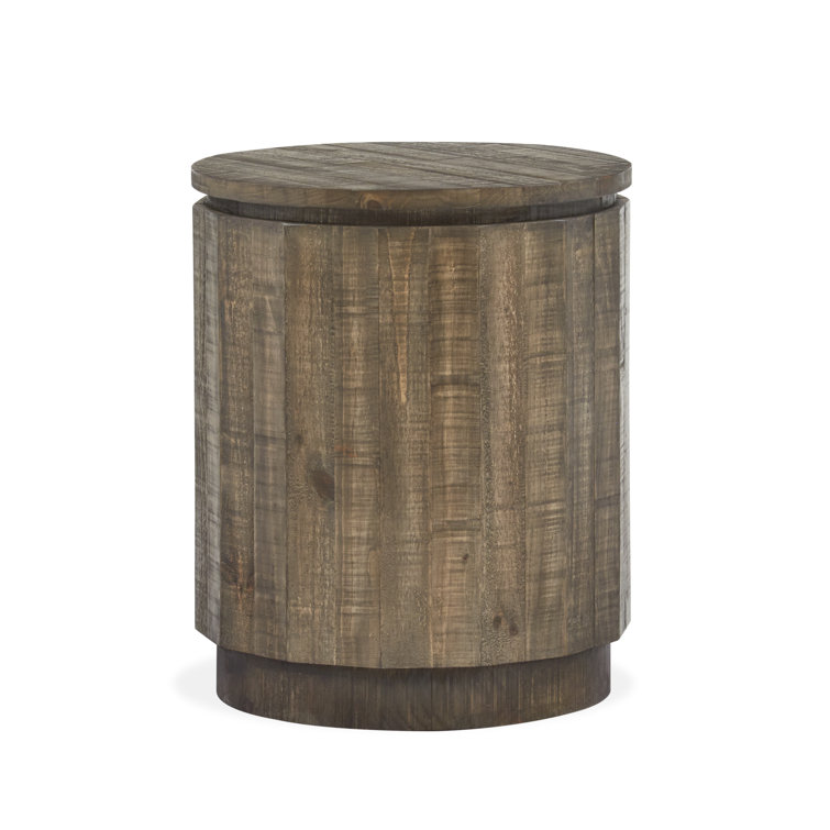 Loon Peak® Mellette 24'' Tall Solid Wood Drum End Table Set Wayfair